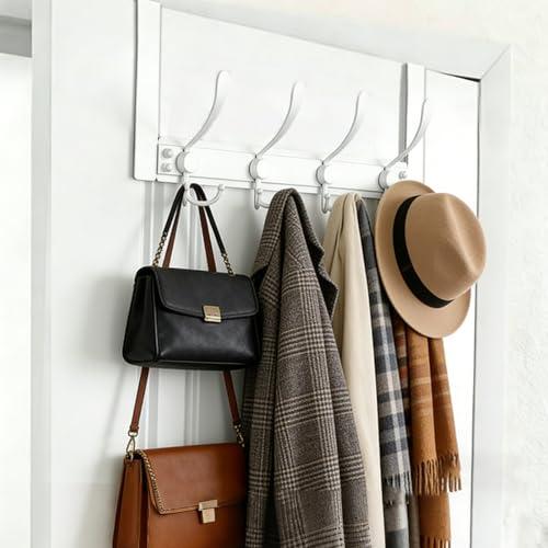 Heavy Duty Over The Door Hooks Rustproof - 25lb Over The Door Towel Rack for Bathroom, Over The Door Hanger, Door Towel Hanger, Over The Door Towel Hook, Coat Rack (1Pack, White)