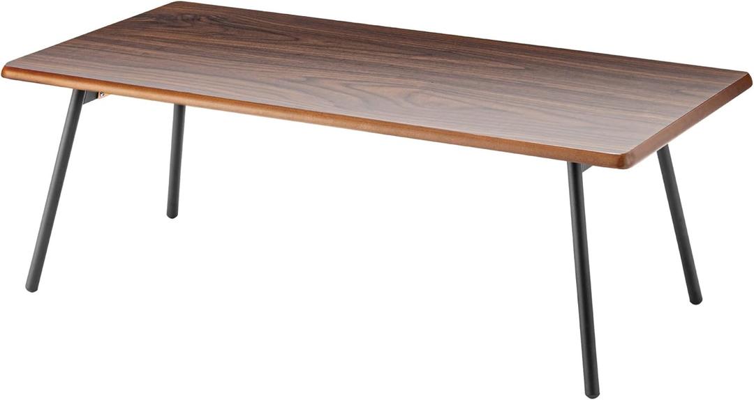 PaletteLife Folding Low Table, Dark Brown, Japanese Style, W41.34 x D17.72 x H13.39 Inches (W105 x D45 x H34 cm), Mirror Finish, Foldable Iron Legs, Center Table, BLT-502DBR (Width 41.34"(NO Shelf))