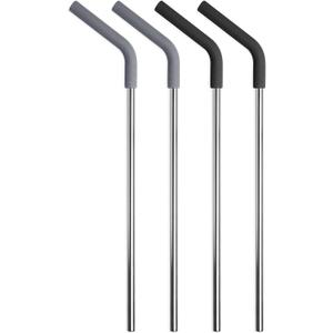 Simple Modern Stainless Steel with Silicone Tipped Reusable Straws | Toxin Free and Waste Reducing Straw for Tumblers and Travel Mugs | Classic Collection | 4 Pack | Assortment - Neutral