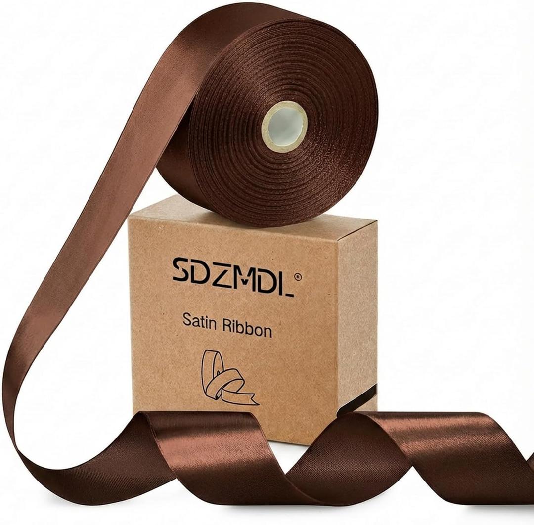 Dark Brown Satin Ribbon for Gift Wrapping, Easter Decor, Mother's Day Bow & Eternal Flower Making, Floral Bouquets, Party Decoration, 1-1/2 Inch 50 x Yds.