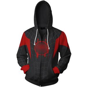 Cardigan Zip Hoodie COS Anime 3D Style Unisex/Adult (Medium, Black/Red)