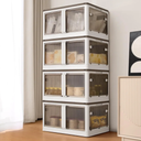 Homeforce Plastic Storage Containers with Lids, 21 Gal/84 Qt Large Clothes Organizers and Storage Bins for Closets, Plastic Stackable Storage Bins with Open Front Door, 4 Pack Cubes White