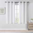 Bujasso Floral White Semi Sheer Curtains 54 inch Embroidered Leaf Patterned Window Curtain Panels with Lined Privacy Farmhouse Light Filtering Drapes for Living Room Bedroom Grommet Top W38 xL54 x2 (White/Double Layer)