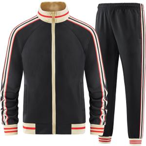 Men Track Suits Sets Long Sleeve Full-zip Sweatsuit Active Jackets and Pants 2 Piece Outfits, Small