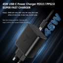 45W European Super Fast Charger Europe Travel Plug Adapter for Samsung Galaxy S26 S25 S24 S23 S22 Ultra Plus MacBook iPad Pro EU Power USB Type C Wall Charger PD PPS Italy France Spain Euro Essentials