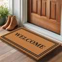 Barnyard Designs Natural Coco Coir Heavy Duty Backing Doormat - Large Cute Non-Slip Front Door Welcome Mat for Outside Entrance or Porch Entry, Brown (17x30, Welcome)