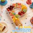 Ledido 10 Acrylic Letter Charcuterie Board Box, Reusable Fillable Serving Tray for Candy Cake Fruit Snack, Easy-Clean Acrylic Charcuterie Tray for Birthday Anniversary Party Decorations, Letter P