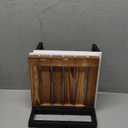 MyGift Rustic Burnt Solid Wood Square Pizza Riser Display Rack with Twisting Black Metal Legs, Nesting Dessert Cupcake Risers Cake Stand and Food Platter Holder, 3 Piece Set