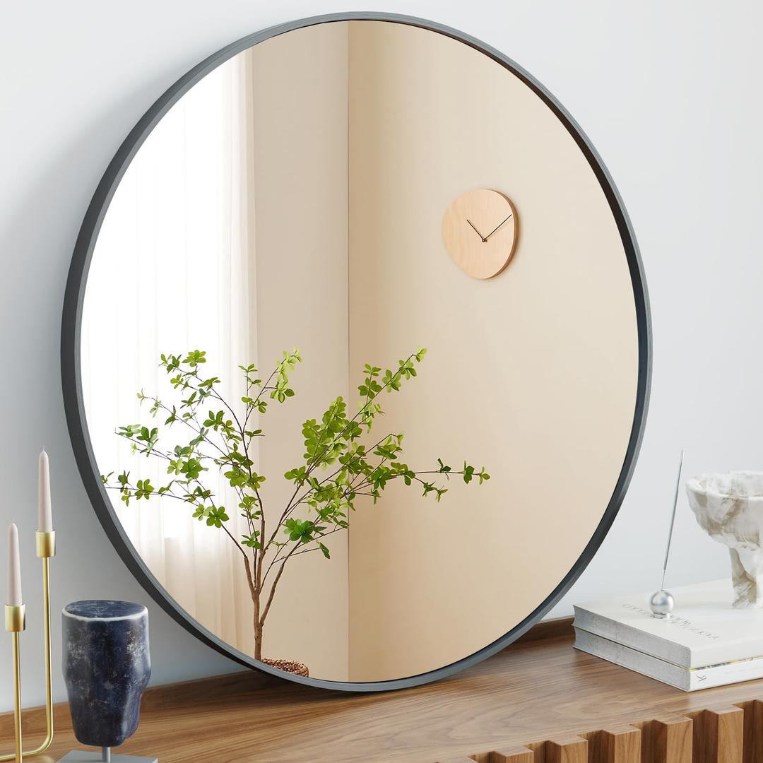 Sweetcrispy Round Bathroom Mirror for Over Sink, 36 Inch Wall Vanity Mirror