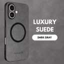 3 x SU - iPhone 16 Plus Premium Gray Suede Magnetic Case - SU.Shield Slim & Protective Design, Compatible with MagSafe, Wireless Charging Suede Case for iPhone 16 Plus (6.7") (Dark Grey (Suede))