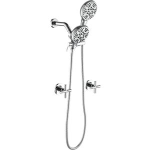 2 Handle Shower Faucet Shower System Complete 2 in 1 Shower Combo Set with Handheld Showerhead Shower Trim Kit Wall Mounted Shower Fixtures Chrome Polished