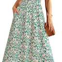 Zattcas Womens 2026 Summer Spaghetti Strap Floral Maxi Dress with Pockets Smocked Flowy Long Beach Vacation Sundresses, Medium