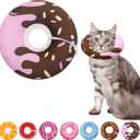 Seyezo Cat Cone Collar Soft, Adjustable Cat Recovery Collar Kitten Cones to Stop Licking, Cute Donut E Collar After Surgery, Elizabethan Kittens Protective Cones After Spay (Chocolate, Medium)