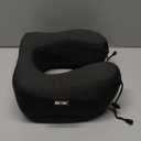 MLVOC Travel Pillow 100% Pure Memory Foam Neck Pillow, Comfortable & Breathable Cover, Machine Washable, (Black)