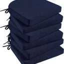Basic Beyond Memory Foam Dining Chair Cushions, 6 Pack - Navy, 16 x 16 inches, Slip Resistant with Ties, Indoor Use, Modern Style, Resilient