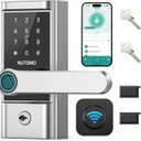WiFi Keyless Entry Door Lock Handle Set : NUTOMO Silver Smart Front Door Lock,Front Door Handle,App Remote Control, Digital Bluetooth Keypad Deadbolt with Alexa Auto Lock for Home Hotel