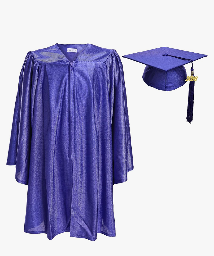 Newrara Unisex Shiny Kindergarten Graduation Gown Cap with Tassel 2025 27