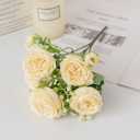 3PCS Artificial Plants Silk Peony Bouquet Scrapbooking Wedding Wreaths Fake White Roses Vase for Home Decorations Christmas (Color : Yellow)