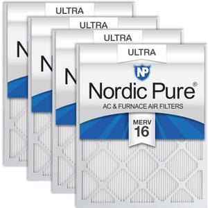 Nordic Pure 20x20x1 Pleated Ultra MERV 16 AC Furnace Air Filters 4 Pack