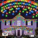 Christmas Lights Outdoor, 53 FT 486 LED Christmas Lights for Outside, Timer & Memory, Plug in 8 Modes Hanging Fairy Lights with 108 Drops for House Eaves Yard Patio Holidays Decorations, Multicolor