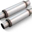 LCGP 3" Mufflers, 3'' Inlet & Outlet Universal Resonator, 20'' Overall Length Stainless Steel Exhaust Muffler Straight Through Design Exhaust Tip(3" Intet 3" Outlet, 2 Pack)