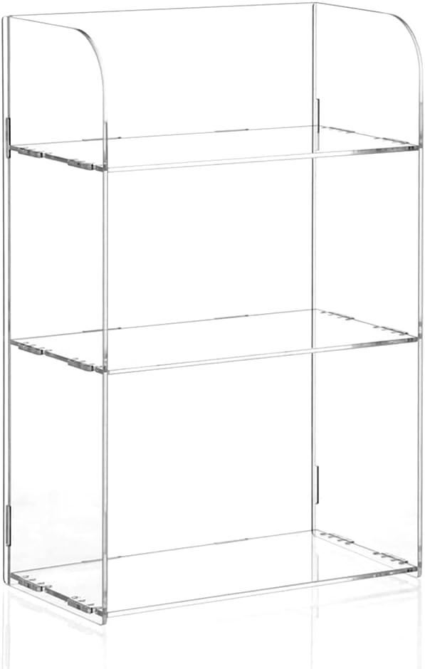 Claytonic 3 Tier Clear Acrylic Bathroom Organizer Shelf for Cosmetic Perfume Skincare Makeup Toy Spices Standing Tabletop Vanity Tray Shelf Multifunctional Sturdy Display (Large 3 Tier)