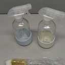 SAVVY PLANET - Glass Spray Bottles for Cleaning, Silicone Sleeve Bottom for Protection, Reusable Glass Spray Bottles 16 Oz With Adjustable Nozzle Settings (2 Pack) (Pastel Blue & Cream White)