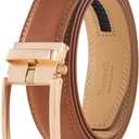 Tonywell Men's Leather Ratchet Belt, 1 3/8" Adjustable Dress Belt, Trim to Fit