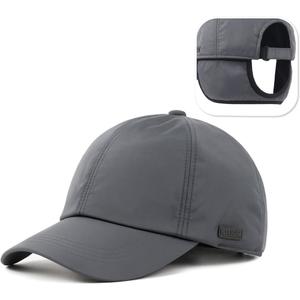Zylioo XXL Oversized Woolen Baseball Cap Hat,Soft-Structured Winter Ball Cap,Adjustable Warm Dad Cap for Big Heads (Gray-ear Flap)