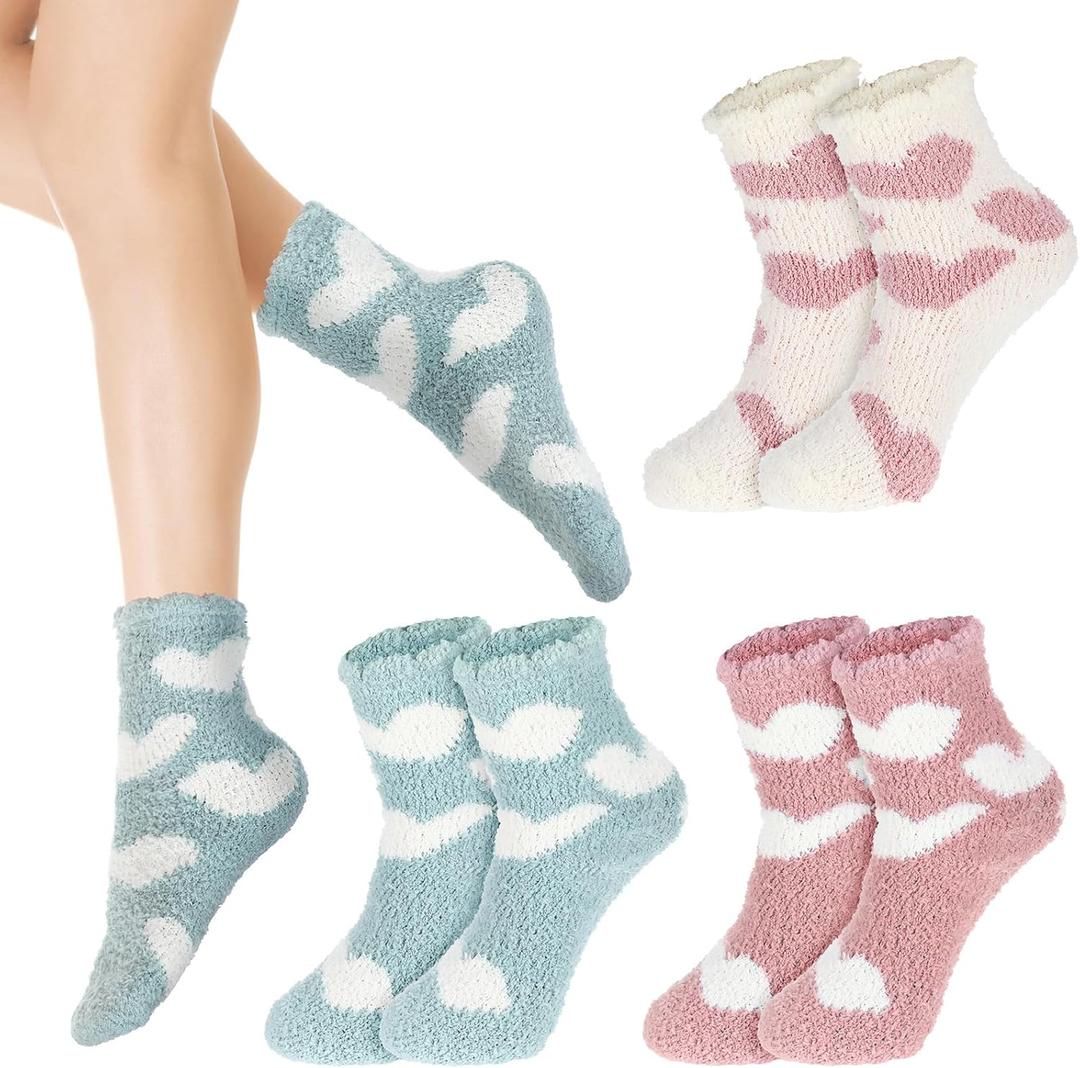 3 Pairs Aloe Socks Moisturizing Spa Socks, Winter Warm Home Sleeping Socks Don't Shed Lint, Women Spa Pedicure Foot Care Socks Fluffy Slipper Socks