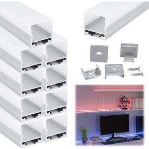 Muzata 10Pack 3.3FT/1M Spotless LED Channel No Hot Spots Silver Aluminum LED Strip Diffuser Channel with Milky White Cover U116 WW 1M Muzata 10Pack 3.3FT/1M Spotless LED Channel No Hot Spots Silver Aluminum LED Strip Diffuser Channel with Milky White Cover U116 WW 1M