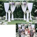 Arch Wedding Flower Backdrop Wall Photography Background White Curtain Green Ivy Wall Lover Marriage Decoration Outdoors Ceremony Green Grassfield Decoration (10X6.5FT)