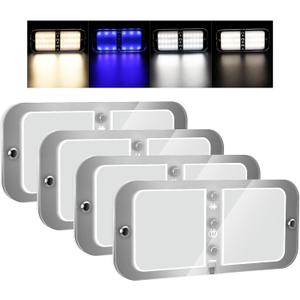BlueFire 800LM RV Ceiling Dome Lights,Dimmable RV Interior LED Lights Sliding Brightness 6W DC12-18V Fixture with Dimmer Switch for RVs, Campers, Motorhomes, Trailers(4 Pack)