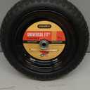 Universal Fit 00265 Flat-Free 14.5" Tire and Wheel Assembly, Centered Hub, Ball Bearings, Adapter Kit Included, Replacement for Wheelbarrows and Carts, Easy Install Assembly