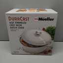 Mueller 6qt Enameled Cast Iron Dutch Oven, Heavy-Duty Casserole and Braiser Pan with Lid and Knob, Oven-Safe up to 500 F & Across All Cooktops, White (6 Quart -Round)