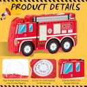 Fire Truck Piata with Hanging Loop Blindfold Bat and Confetti Filler for Kids Boys Firefighter Firetruck Theme Birthday Party Decorations Supplies, 16.14 x 8.9 x 3.15 Inches