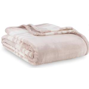 Berkshire Blanket-Classic Heavyweight Warm Soft Printed VelvetLoft® Plush Blanket, King Size Soft Fuzzy Blanket for Couch Sofa Bed, Stripe Cream, 90in x 108in