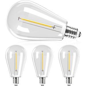 addlon 4 Pack S11 Solar Replacement Bulbs, E12 24V Shatterproof Plastic LED Bulbs for Solar Outdoor String Lights