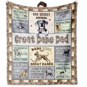 Great Dane Gifts for Men, Great Danes Dad Throw Blanket 60"x50", Great Danes Gifts, Gifts for Dog Owners, Best Gift Ideas for Great Danes Dad Boy Christmas, Father's Day, Birthday