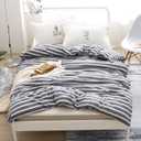 F.Y.Dreams 100% Washed Cotton Duvet Cover for Weighted Blanket 80x87 inches with 8 Ties, Zipper on Long Side/Stripe Grey/Just Duvet Cover