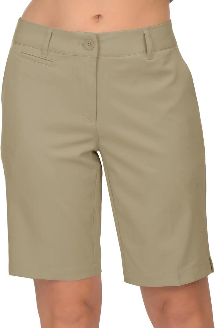 Lesmart Womens Golf Shorts Lightweight Stretch Relaxed Fit Knee Length Ladies Bermuda Shorts, Size 12