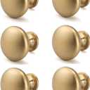 6 Pack Solid Cabinet Knob Warm Gold Kitchen Drawer Knob Champagne Bronze,Euro Style Dresser Knob Antique Brass Furniture Hardware,Diameter:1-1/5 "