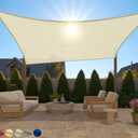 GORILLA GRIP Heavy Duty Sun Shade, UV Protection Fade Tear and Rust Resistant Rectangle Sunshade Canopy, Curved Edges Blocks Sunlight, Breathable Sail, Outdoor Patio, Lawn Garden, 8x12 FT Butter Cream