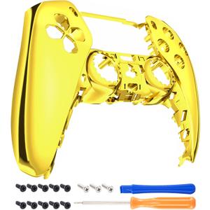 eXtremeRate Chrome Gold Glossy DIY Accessories Replacement Front Shell Compatible with ps5 Controller, Custom Faceplate Compatible with ps5 Controller - Touchpad NOT Included