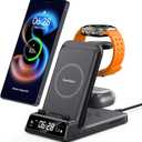 Charging Station for Samsung, SwanScout 703S, Wireless Charger for Samsung Galaxy S25 Ultra/S25+/S25/S24 Ultra/S24+/S24/S23, Galaxy Watch Ultra/7/6/5/4, Galaxy Buds 3 Pro/3 (No Adapter) (Black)