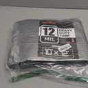 Tarp Heavy Duty 10x12 FT, 12 Mil Thick Large Tarps Water-Proof with Grommets, UV& Tear Resistant, Plastic Cover for Pool Roof Tent Outdoor Firewood, Silver/Brown