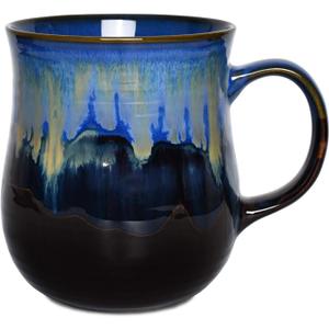 Bosmarlin Large Ceramic Coffee Mug, Blue Big Tea Cup for Office and Home, 21 Oz, Dishwasher and Microwave Safe, 1 PCS (Deep Blue)