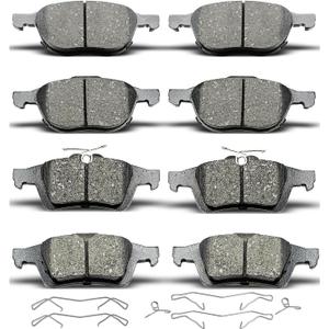 D1044 D1095 8pcs Ceramic Front Rear Brake Pads Set With Clips Fit For 2013-2016 Ford Escape,For 2012-2015 Focus,For 2006-2011 Volvo S40/V50,For Volvo C70/C30,For Mazda 3/5,For Ford Transit Connect
