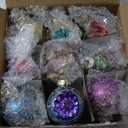 16 Pcs Christmas Reflector Ball Ornament, Christmas Mini Reflector Glass Decor, Vintage Xmas Glass Reflective Balls for Vintage Party Hanging Tree Flower Arrangement Decor Multicolored