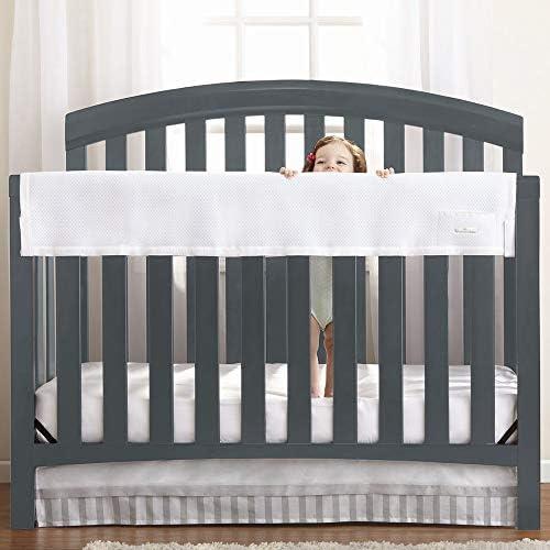 BreathableBaby Breathable Mesh RailGuard Teething Cover — White — 51” Long Panel (1) — Fits Most Full-Size and Does Not Fit Mini Cribs — Use with Coordinating Short Panels for Extra Coverage